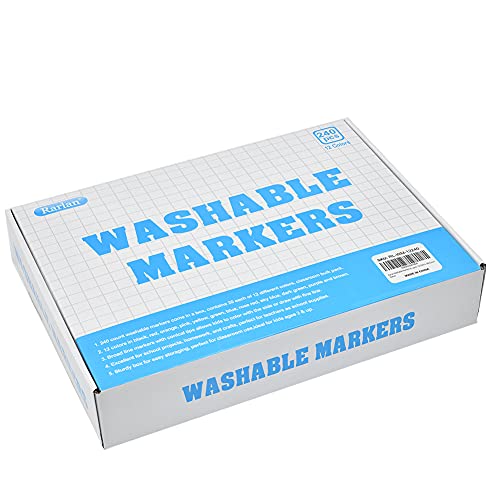 Rarlan Washable Markers Bulk Pack 12 Colors, 240 Count