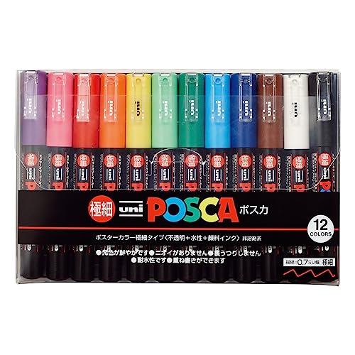 12 Posca Paint Markers with Extra Fine Tips