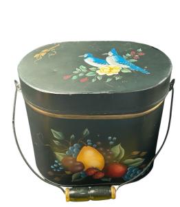 Vintage Coal Miners Lunch Bucket with Wooden Handle