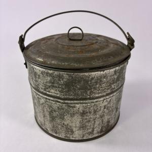 Vintage Coal Miner Tin Lunch Pail with Handle