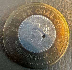 Clark Coal Co. 5¢ Coal Scrip - Wilsonburg, WV
