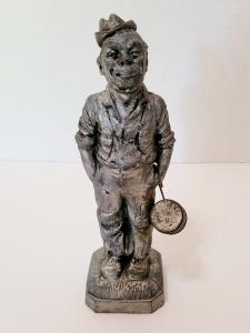Pewter Coal Miner Statuette with Lunch Bucket 9”