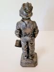 Pewter Coal Miner Statuette with Lunch Bucket 9”