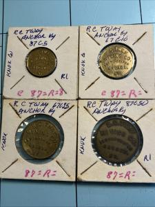 R C Tway Coal Co 4 Piece Mine Store Tokens