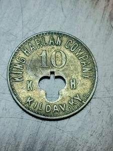 Kildav KY King Harlan 10c Coal Mining Token