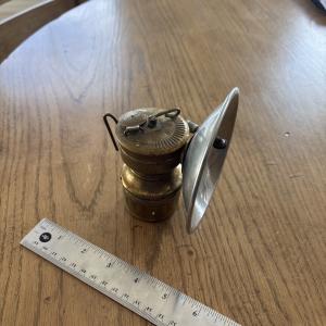 Vintage Coal Miner Helmet Lamp with Butterfly Logo