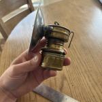 Vintage Coal Miner Helmet Lamp with Butterfly Logo