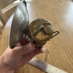 Vintage Coal Miner Helmet Lamp with Butterfly Logo