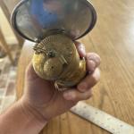 Vintage Coal Miner Helmet Lamp with Butterfly Logo