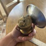 Vintage Coal Miner Helmet Lamp with Butterfly Logo