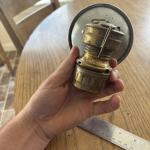 Vintage Coal Miner Helmet Lamp with Butterfly Logo