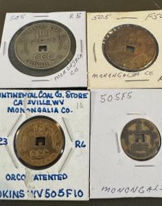 4 Pcs Continental Coal Co Monongalia Coal Scrip