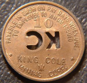 Virginia 10¢ Coal Token - King Cole Mining
