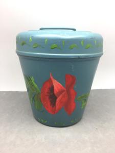 Vintage Coal Miners Lunch Pail with Poppy Design