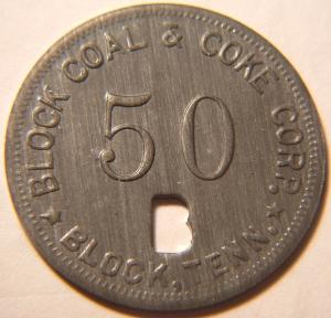 Tennessee 50¢ Coal Token - Block, TN