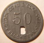 Tennessee 50¢ Coal Token - Block, TN