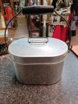 Vintage Oval Aluminum Miners Lunch Box with Handle