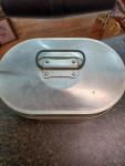Vintage Oval Aluminum Miners Lunch Box with Handle