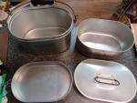 Vintage Oval Aluminum Miners Lunch Box with Handle