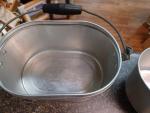 Vintage Oval Aluminum Miners Lunch Box with Handle