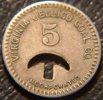 Tennessee 5¢ Coal Token - Virginia Jellico