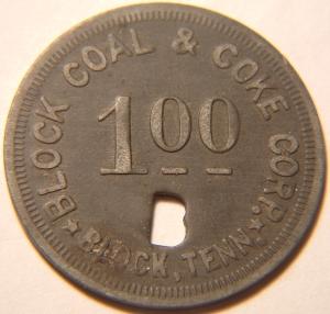 Tennessee $1 Coal Token - Block Coal & Coke