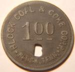Tennessee $1 Coal Token - Block Coal & Coke