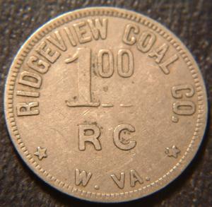 West Virginia Ridgeview Coal $1 Token