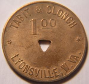 West Virginia $1 Coal Token - Tabit & Clonch