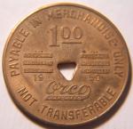 West Virginia $1 Coal Token - Tabit & Clonch