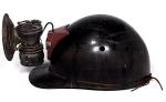 Vintage Coal Miner Fiberglass Hard Hat with Lantern