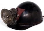 Vintage Coal Miner Fiberglass Hard Hat with Lantern