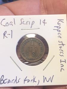 Kopper Stores 1 Cent Coal Scrip Trade Token