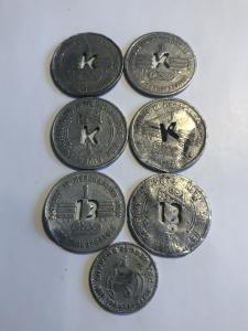 Set of 7 Coal Scrip Trade Tokens