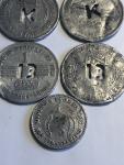 Set of 7 Coal Scrip Trade Tokens