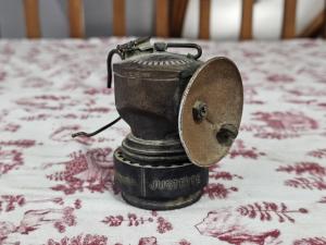 Vintage Justrite Carbide Coal Miners Hat Lamp