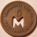 West Virginia 5¢ Coal Token - Margarette Coal Co