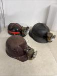 Vintage Coal Mining Caps and Lamp Set