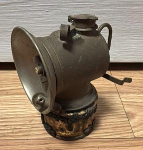 Antique Vtg Justrite Streamlined Carbide Lamp Coal Miners Hat Brass