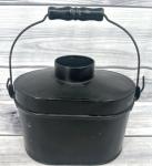 ANTIQUE TIN  COAL MINER RAILROAD LUNCH PAIL BUCKET WITH BAIL HANDLE