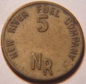TENNESSEE 5¢ COAL SCRIP/TOKEN, NEW RIVER FUEL CO., FORK MOUNTAIN, TN (ANDERSON)