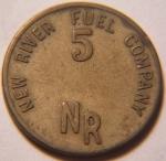 TENNESSEE 5¢ COAL SCRIP/TOKEN, NEW RIVER FUEL CO., FORK MOUNTAIN, TN (ANDERSON)