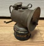 Antique Vtg Justrite Streamlined Carbide Lamp Coal Miners Hat Brass