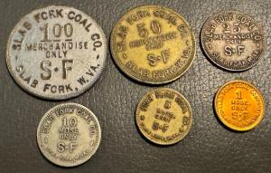 6 PC Set SLAB FORK COAL CO,  SLAB FORK, W.VA RALEIGH CO WV COAL SCRIP