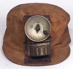 Vintage Coal Miners Canvas Cap Hat w Guys Dropper Shanklin Carbide Brass Lamp