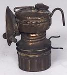 Vintage Coal Miners Canvas Cap Hat w Guys Dropper Shanklin Carbide Brass Lamp