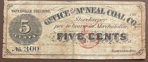 McNeal Coal Co. Yatesville PA 5c Scrip Note