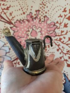 Vintage Coal Miner Teapot Oil Lamp with Wick