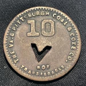 VA & Pittsburgh Vintage 10 Cent Coal Token