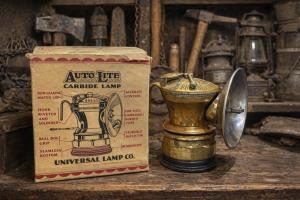 Vintage Autolite Brass Carbide Lamp for Coal Miners